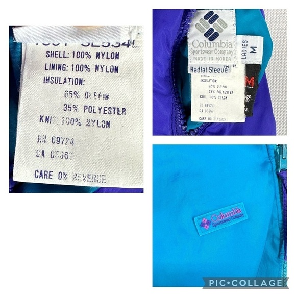 Vintage Columbia Medium Purple & Turquoise Reversible Ski Jacket - Picture 12 of 15